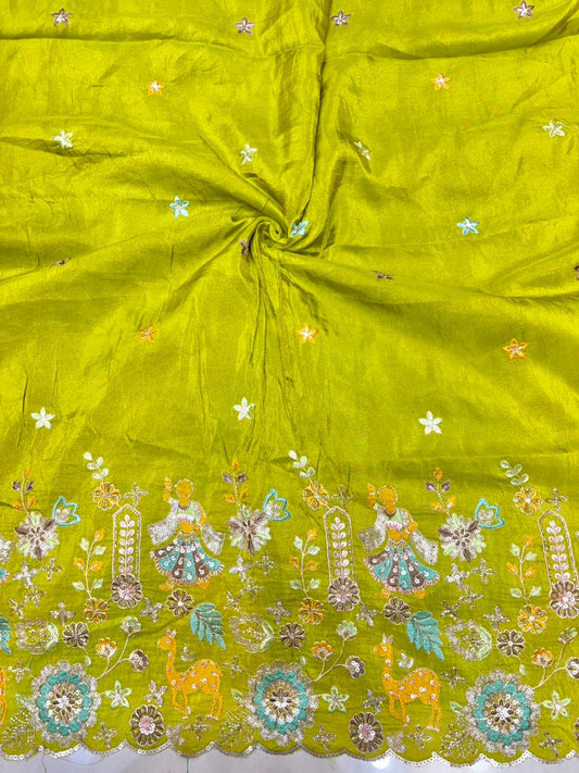 Premium🥻 Viscouse tissue👗 border fabrics beats work beautiful  design width 44