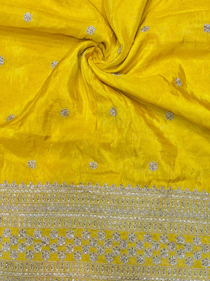 Premium🥻 Viscouse tissue👗 border fabrics beats work beautiful  design width 44