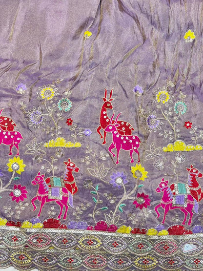 Premium🥻 Viscouse tissue👗 border fabrics beats work beautiful  design width 44