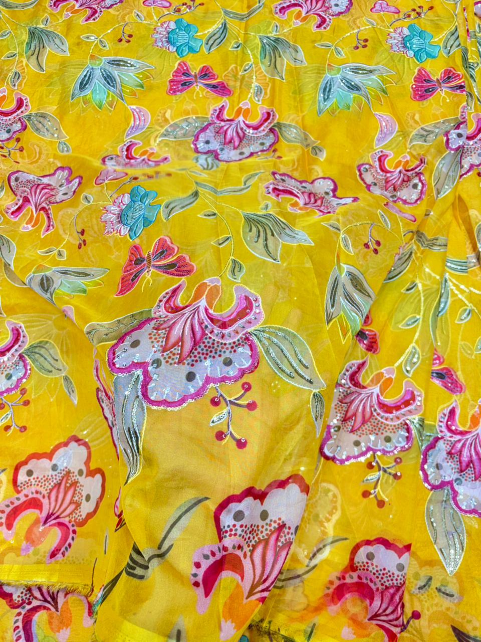 Butterfly Garden | Premium Soft Organza Silk width 44