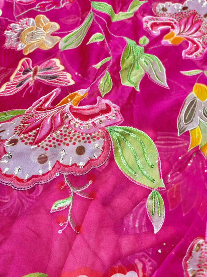 Butterfly Garden | Premium Soft Organza Silk width 44