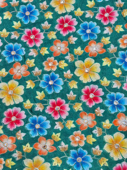Beautiful 😍 Pure Chenin fabrics flower desing 44inch width