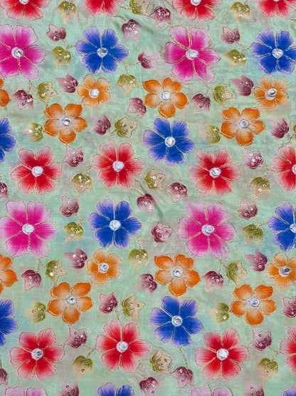 Beautiful 😍 Pure Chenin fabrics flower desing 44inch width