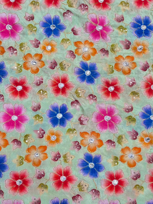 Beautiful 😍 Pure Chenin fabrics flower desing 44inch width