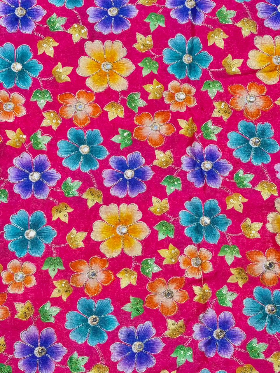 Beautiful 😍 Pure Chenin fabrics flower desing 44inch width