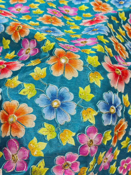 Beautiful 😍 Pure Chenin fabrics flower desing 44inch width