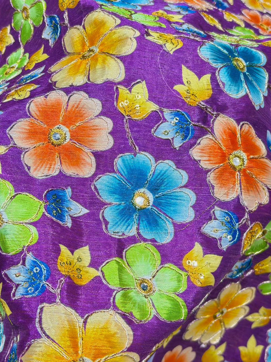 Beautiful 😍 Pure Chenin fabrics flower desing 44inch width