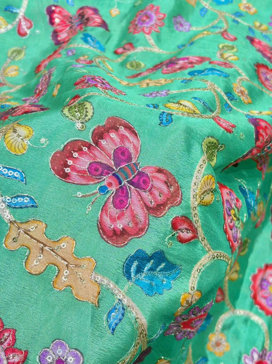 Beautiful 😍 Pure Chenin fabrics flower desing 44inch width