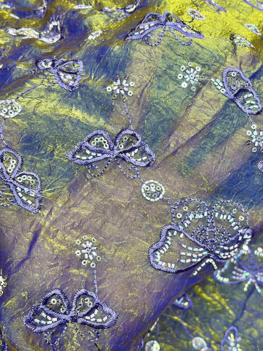 Luxury Imported Fendy Fabric – Regal Butterfly Sequin Art width 44