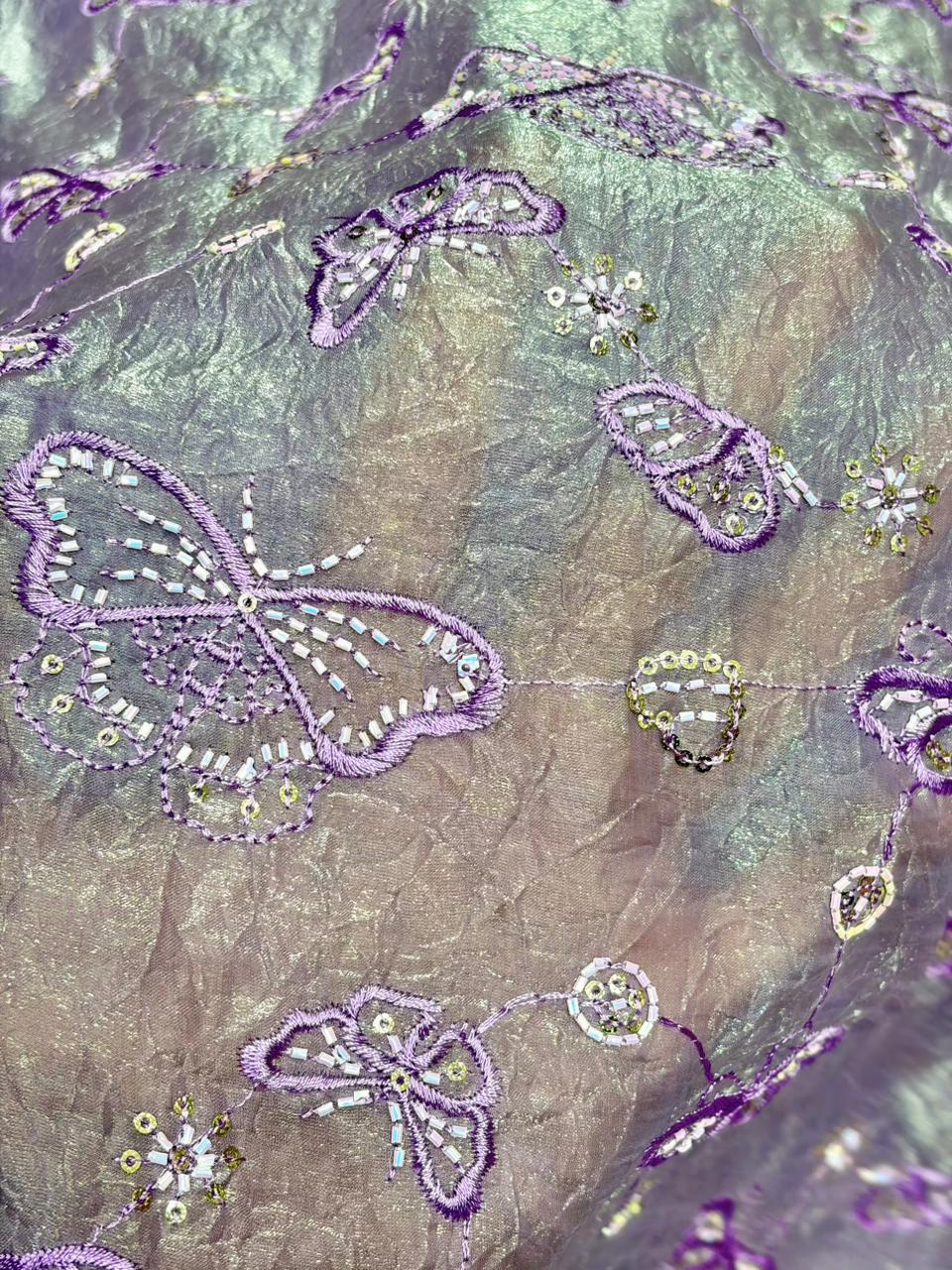 Luxury Imported Fendy Fabric – Regal Butterfly Sequin Art width 44