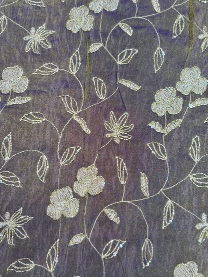 Regal Viscose Tissue fabrics – Exquisite Beadwork & Floral Artistry  Width 44
