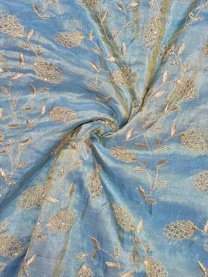 Regal Viscose Tissue fabrics – Exquisite Beadwork & Floral Artistry  Width 44