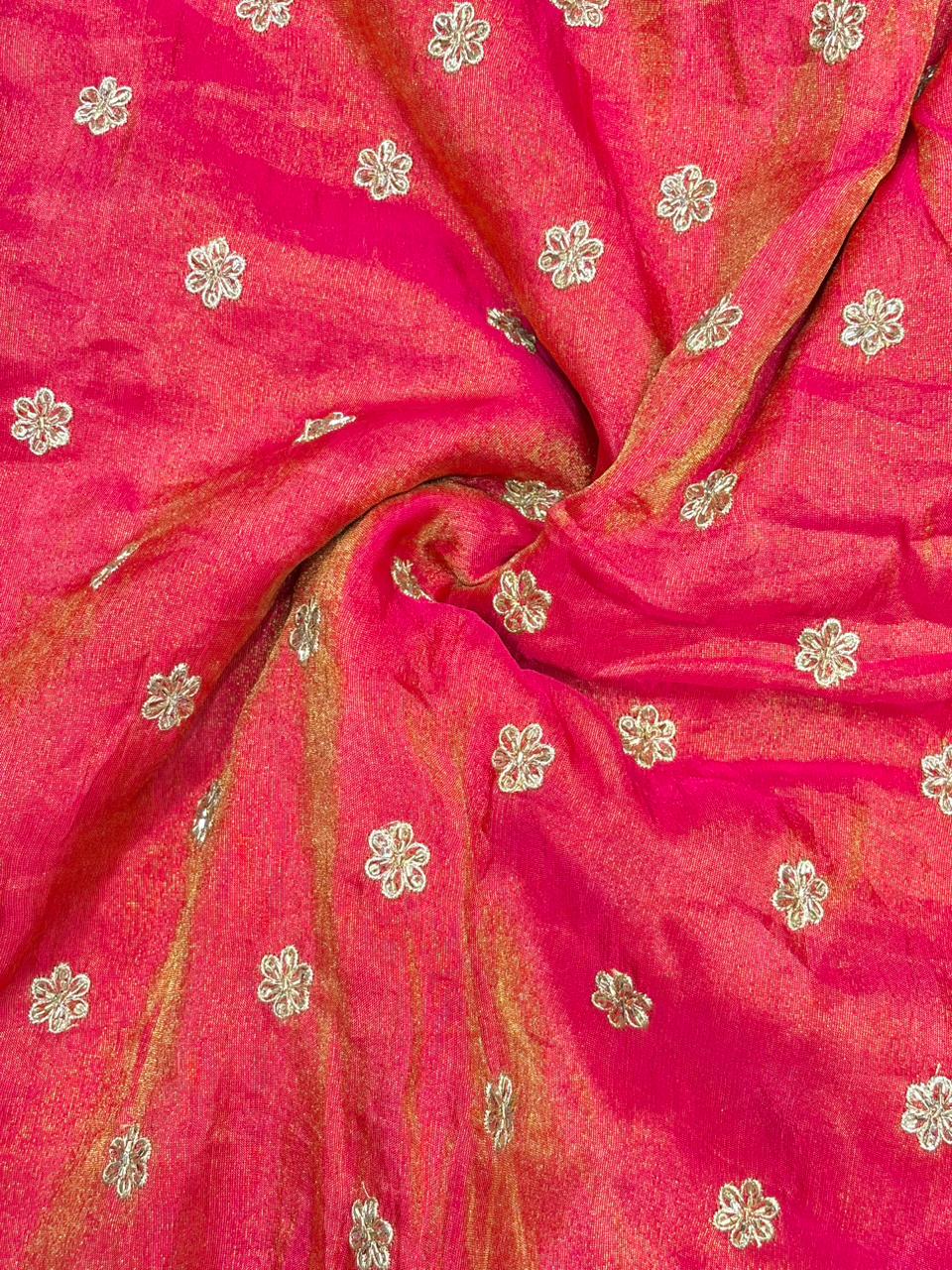 Regal Viscose Tissue fabrics – Exquisite Beadwork & Floral Artistry  Width 44
