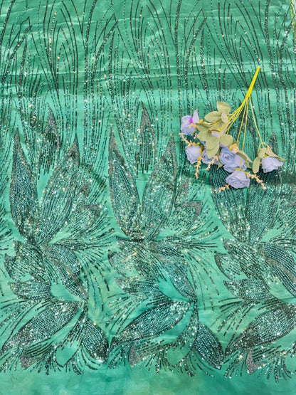 Luxury Dream Petals Glitter Mesh Fabric width60