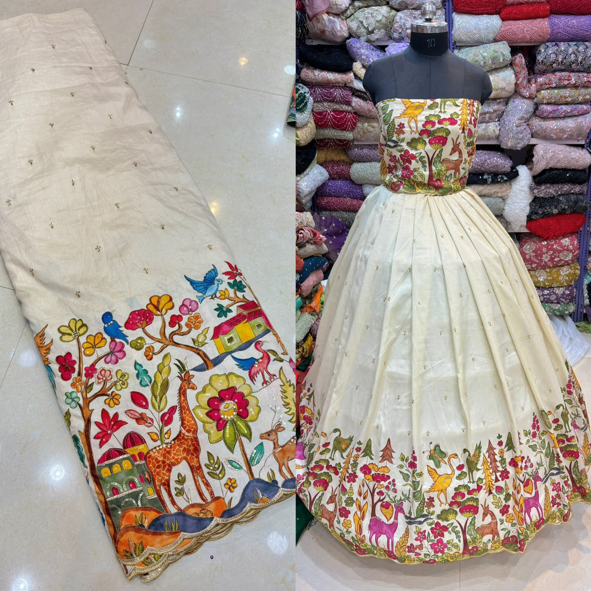 Pure Kalamkari Malai Silk Fabric ✨ soft width 45