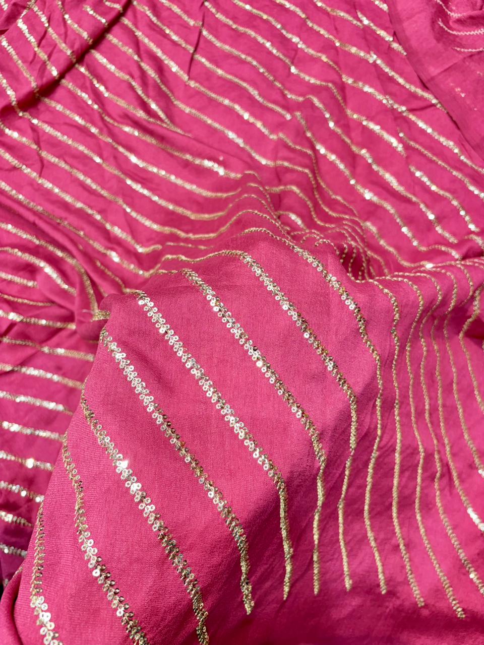 Midnight Gold Wave Vichitra Silk width 44
