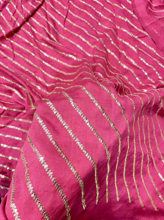 Midnight Gold Wave Vichitra Silk width 44