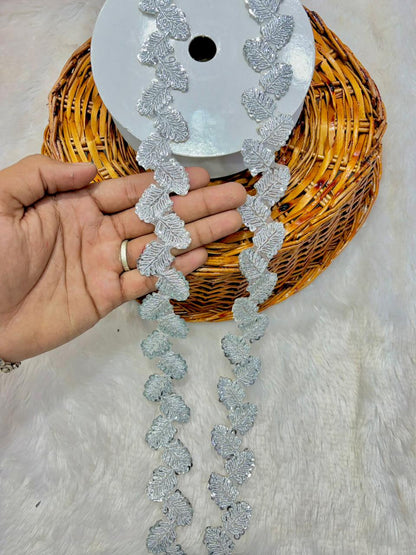 🥻Premium Golden Leaf Embroidered Lace Border for Saree & Lehenga (pack of 9 meter)