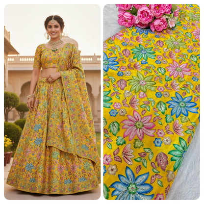 أقمشة شينون نقية مع زهور متعددة 💐  فستان بلوزة ليانغا بطول 44 بوصة.