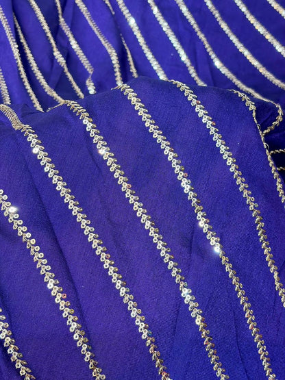 Midnight Gold Wave Vichitra Silk width 44