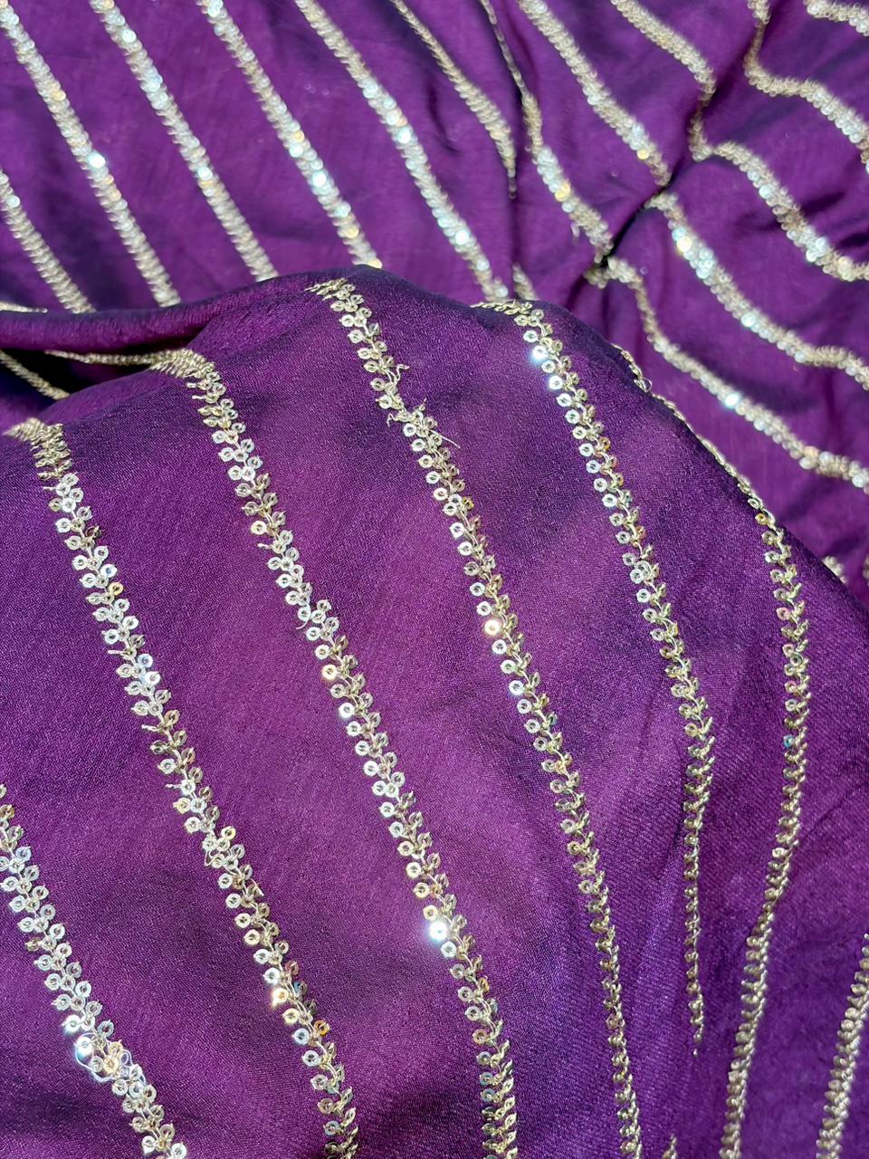 Midnight Gold Wave Vichitra Silk width 44