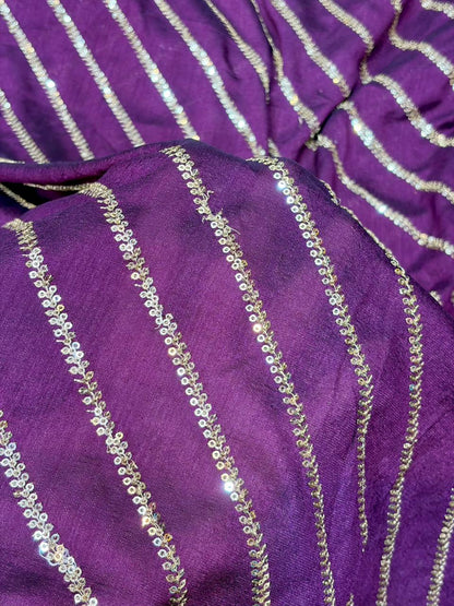 Midnight Gold Wave Vichitra Silk width 44