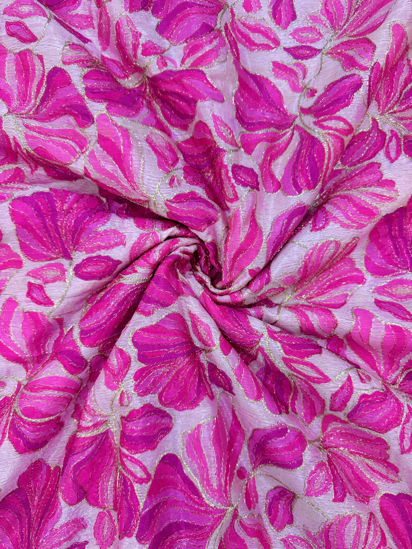 Bold Bloom Sequin Embroidered Chenon Fabric