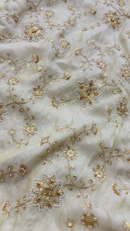 👗ZARI TISSUE HANDWORK EMBROIDERY 44-45  INCH WIDTH (DYBLE  )