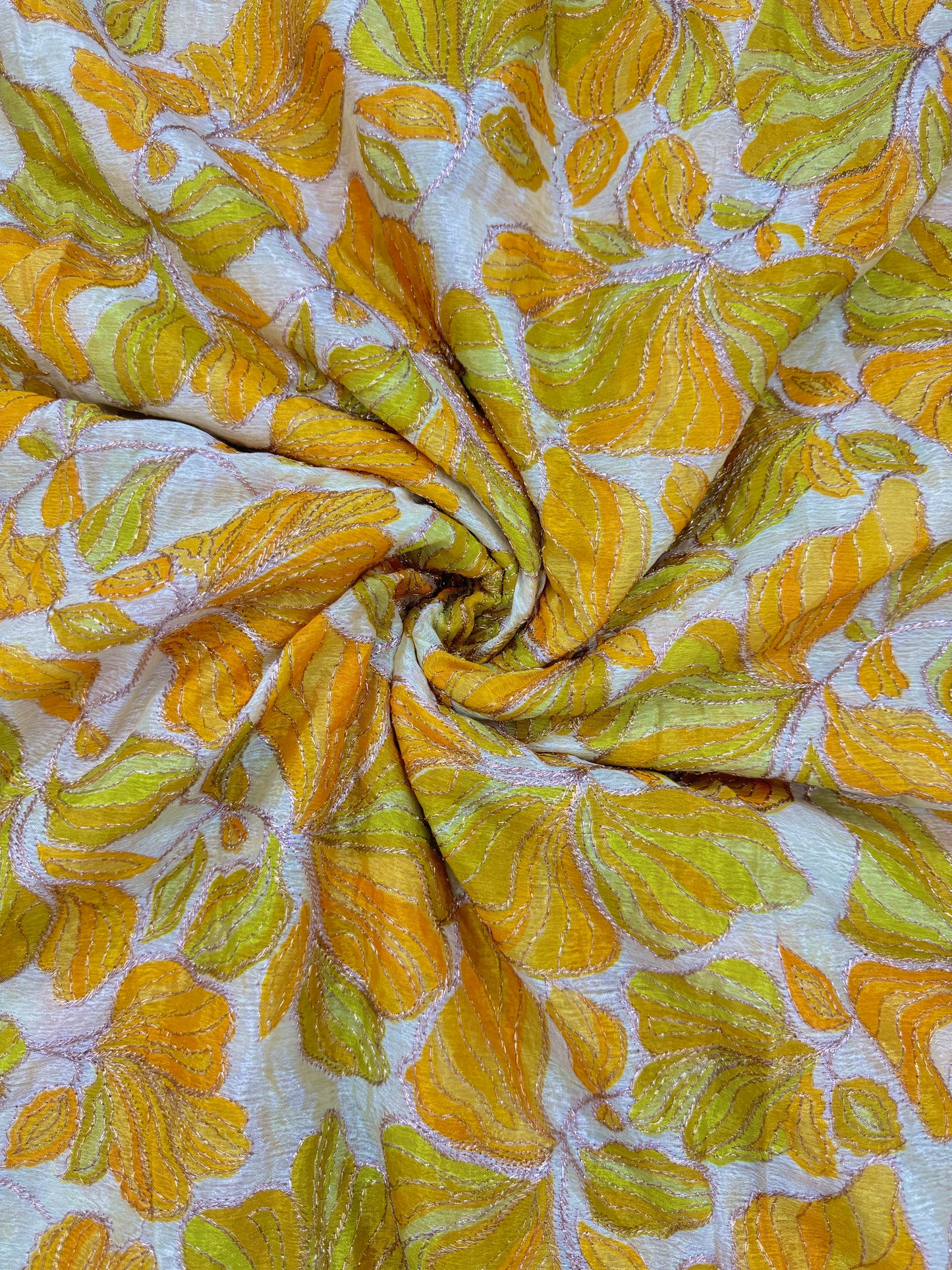 Bold Bloom Sequin Embroidered Chenon Fabric
